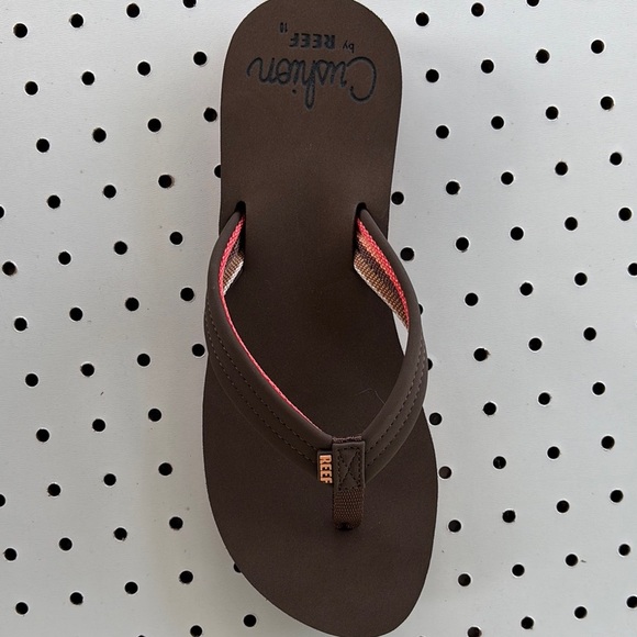 Brown Flip Flops with Pink Accents - Picture 3 of 10
